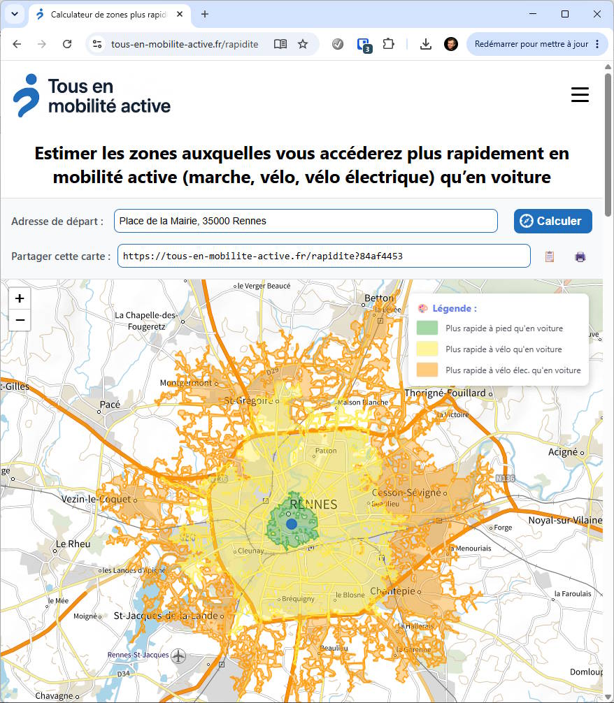 Notre calculateur de zones plus rapides en mobilité active intègre désormais le relief